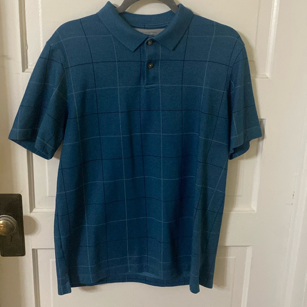 Van Heusen Men's Polo in Blue with White Grid
